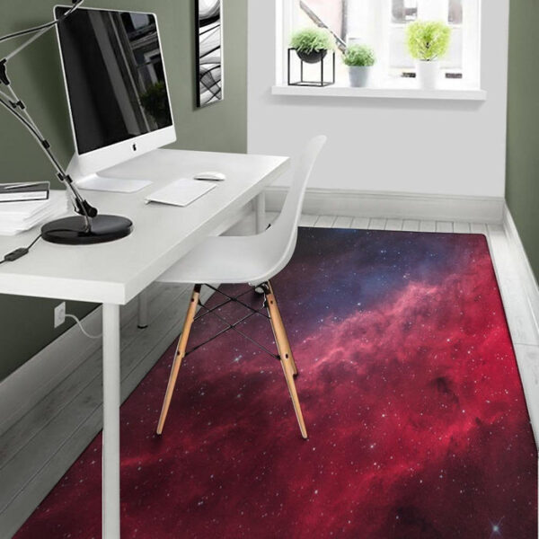 Red Cosmic Galaxy Space Sillvela Area Rug