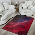 Red Cosmic Galaxy Space Sillvela Area Rug