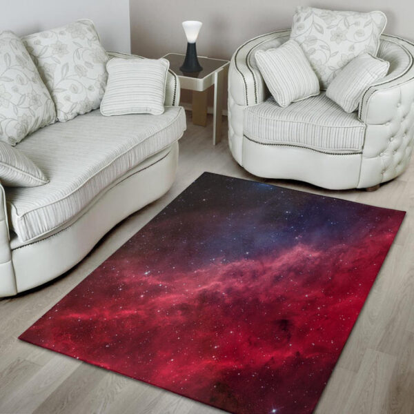 Red Cosmic Galaxy Space Sillvela Area Rug