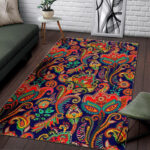 Red Flower Paisley Pattern Print Sillvela Area Rug
