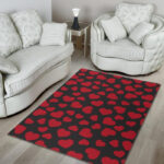Red Heart Pattern Print Sillvela Area Rug