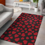 Red Heart Pattern Print Sillvela Area Rug