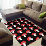 Red Mushroom Dot Print Pattern Sillvela Area Rug