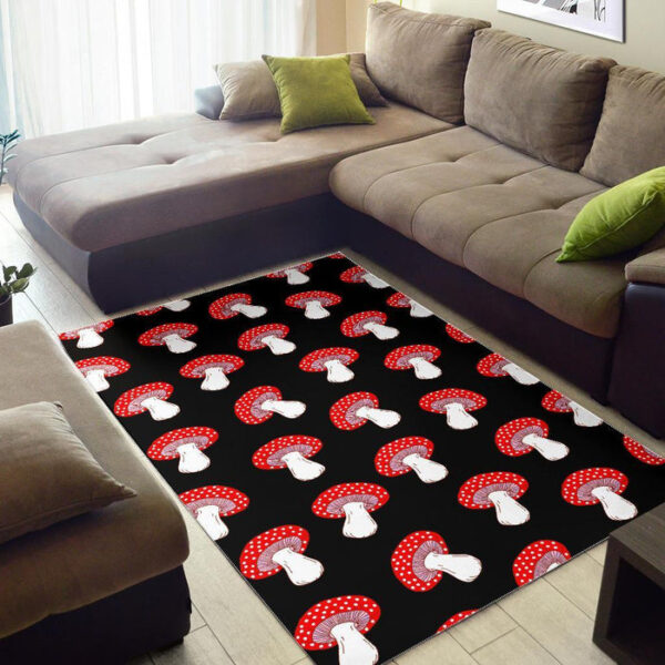 Red Mushroom Dot Print Pattern Sillvela Area Rug