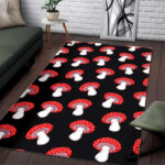 Red Mushroom Dot Print Pattern Sillvela Area Rug