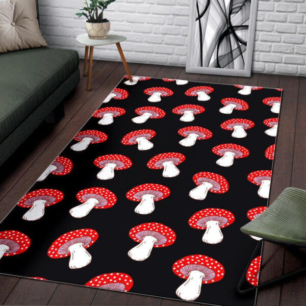 Red Mushroom Dot Print Pattern Sillvela Area Rug