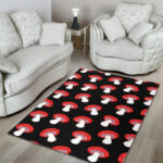 Red Mushroom Dot Print Pattern Sillvela Area Rug