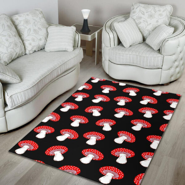 Red Mushroom Dot Print Pattern Sillvela Area Rug
