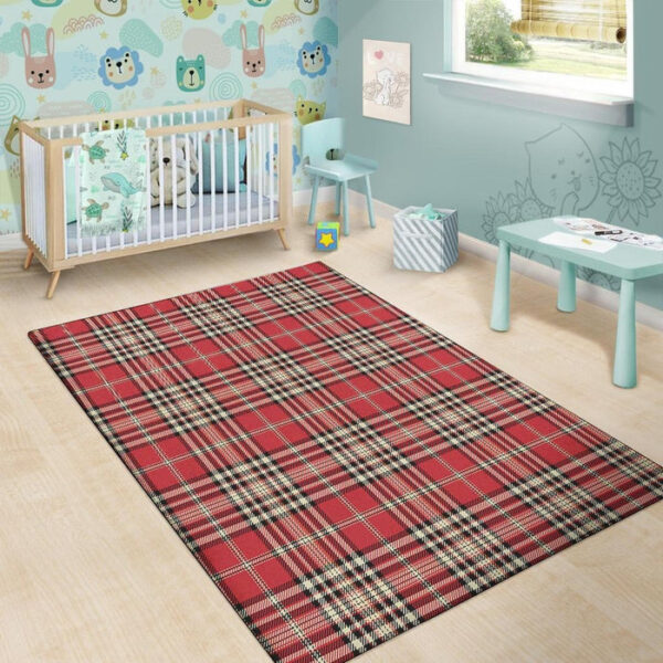 Red Plaid Tartan Scottish Sillvela Area Rug