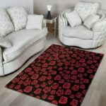 Red Rose Floral Doodle Sillvela Area Rug