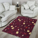 Red Wine Botttle Print Pattern Sillvela Area Rug