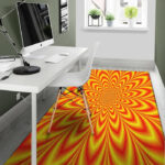 Red and Yellow Abstract Optical illusion Sillvela Area Rug