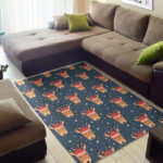 Reindeer Christmas Print Pattern Sillvela Area Rug