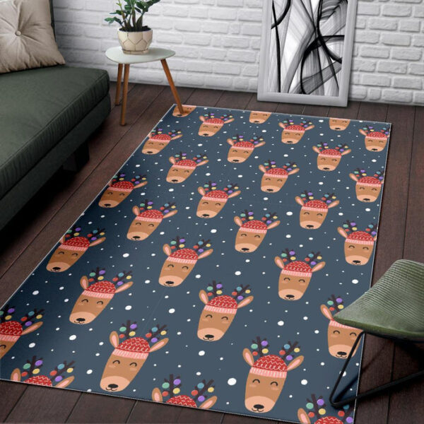 Reindeer Christmas Print Pattern Sillvela Area Rug