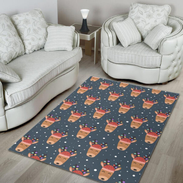 Reindeer Christmas Print Pattern Sillvela Area Rug