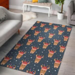 Reindeer Christmas Print Pattern Sillvela Area Rug