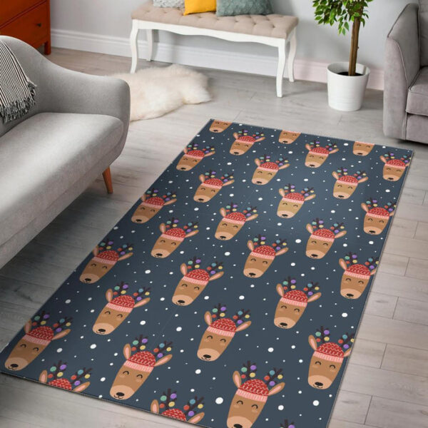 Reindeer Christmas Print Pattern Sillvela Area Rug