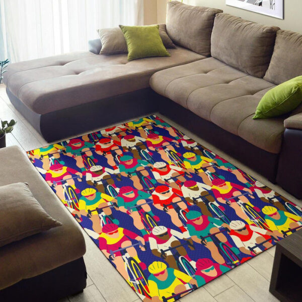 Ride Bicycle Pattern Print Sillvela Area Rug