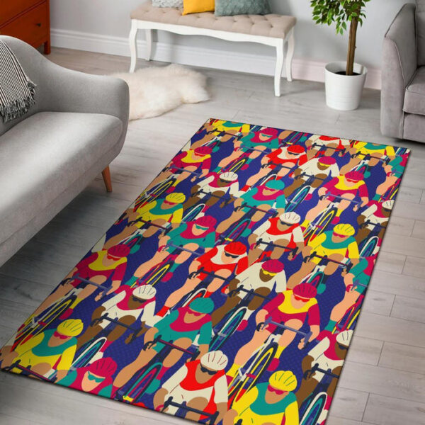 Ride Bicycle Pattern Print Sillvela Area Rug