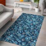 Robot Cyborg Pattern Print Sillvela Area Rug