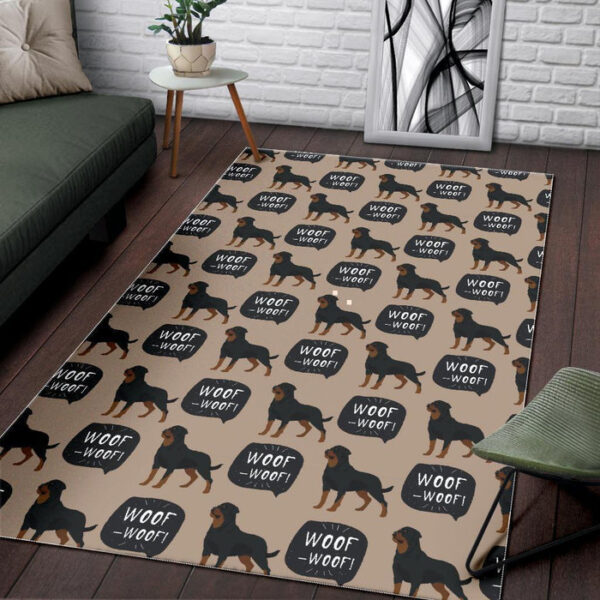 Rottweiler Dog Pattern Print Sillvela Area Rug
