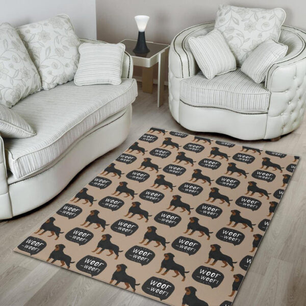 Rottweiler Dog Pattern Print Sillvela Area Rug