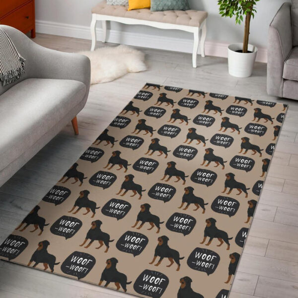 Rottweiler Dog Pattern Print Sillvela Area Rug
