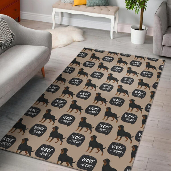 Rottweiler Dog Pattern Print Sillvela Area Rug