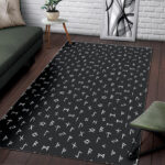 Scandinavian Viking Futhark Norse Runes Pattern Print Sillvela Area Rug