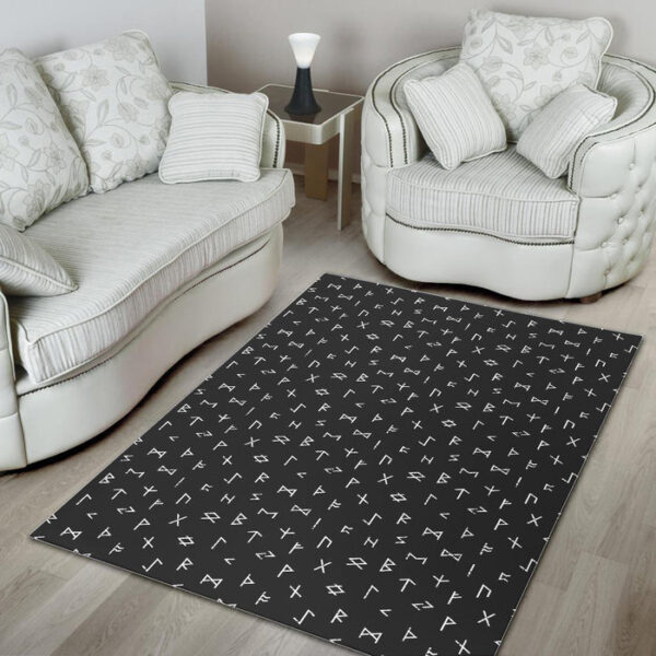 Scandinavian Viking Futhark Norse Runes Pattern Print Sillvela Area Rug