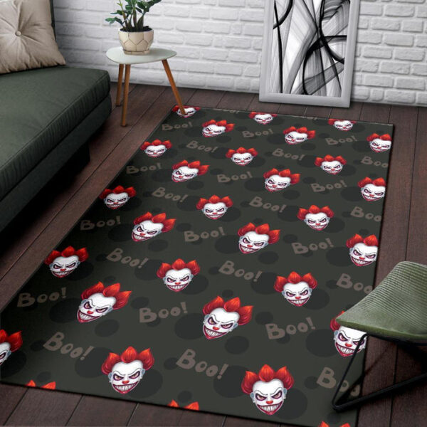 Scary Clown Print Pattern Sillvela Area Rug