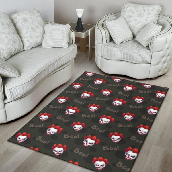 Scary Clown Print Pattern Sillvela Area Rug