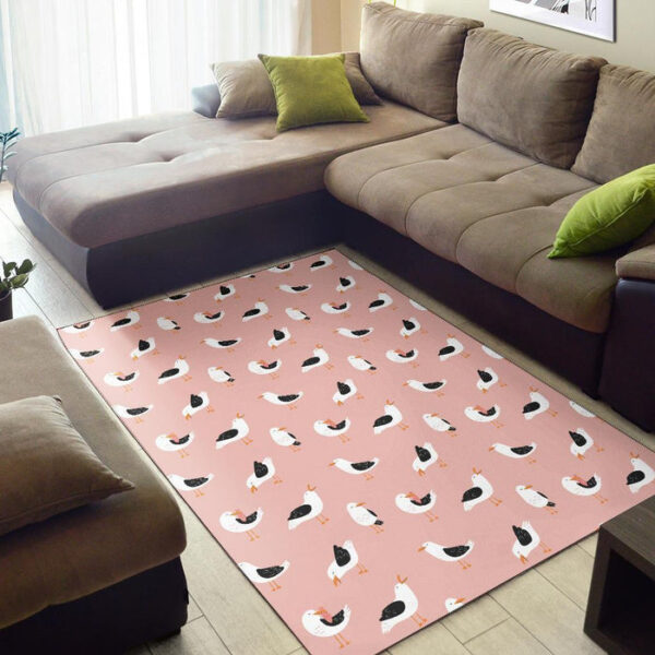 Seagull Pink Pattern Print Sillvela Area Rug