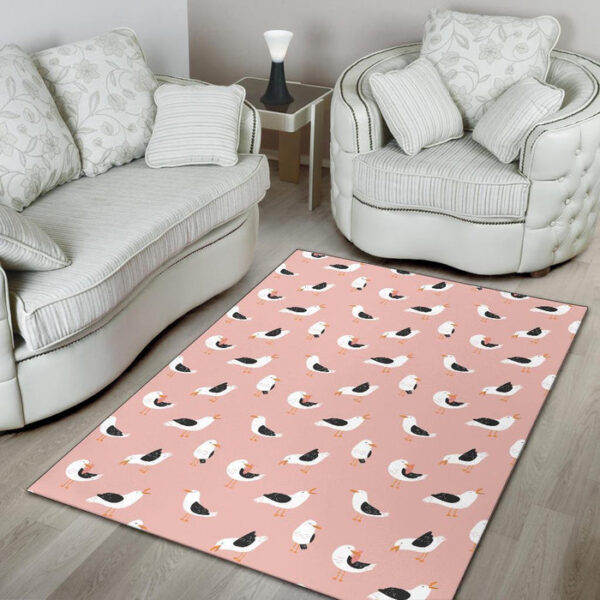 Seagull Pink Pattern Print Sillvela Area Rug