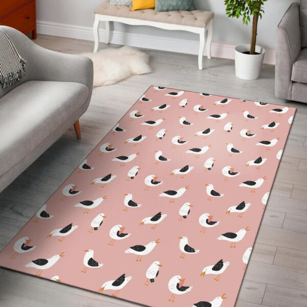 Seagull Pink Pattern Print Sillvela Area Rug