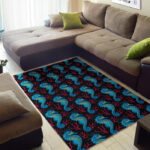 Seahorse Navy Pattern Print Sillvela Area Rug