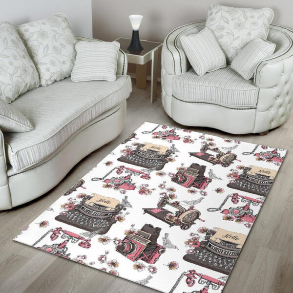 Sewing Machine Print Pattern Sillvela Area Rug