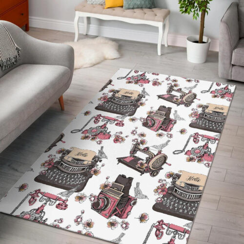 Sewing Machine Print Pattern Sillvela Area Rug