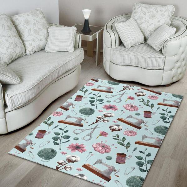 Sewing Pattern Print Sillvela Area Rug