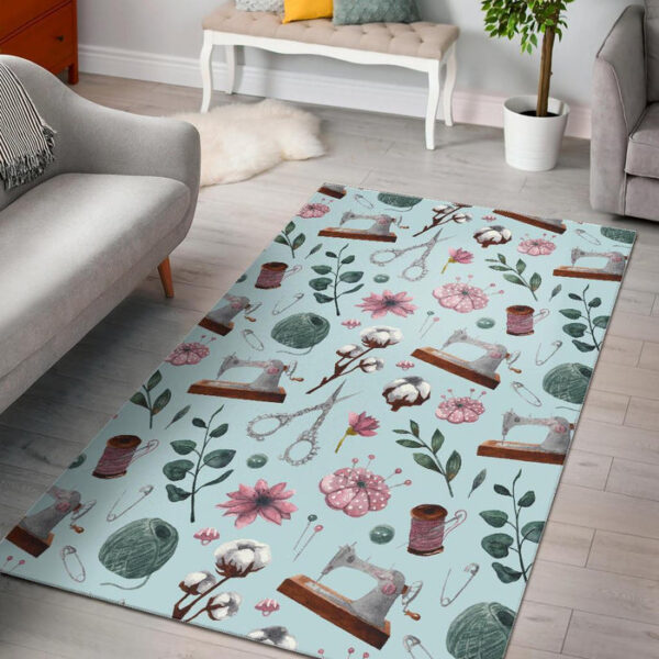 Sewing Pattern Print Sillvela Area Rug
