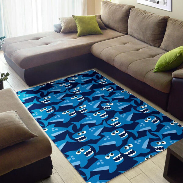 Shark Circling Cartoon Pattern Print Sillvela Area Rug