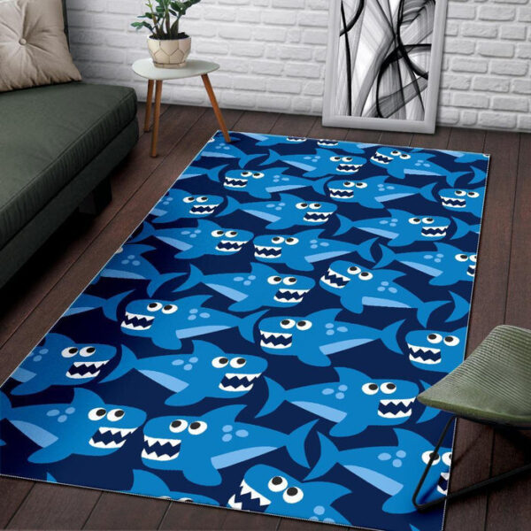 Shark Circling Cartoon Pattern Print Sillvela Area Rug