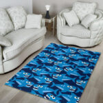 Shark Circling Cartoon Pattern Print Sillvela Area Rug