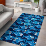 Shark Circling Cartoon Pattern Print Sillvela Area Rug