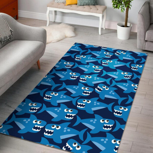 Shark Circling Cartoon Pattern Print Sillvela Area Rug