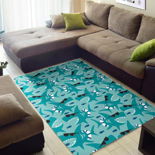 Shark Pattern Print Sillvela Area Rug