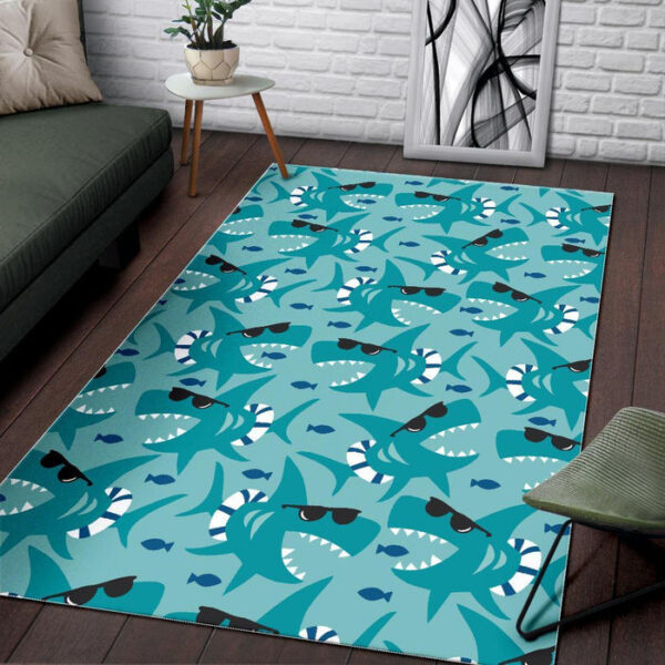 Shark Pattern Print Sillvela Area Rug