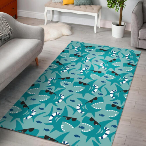 Shark Pattern Print Sillvela Area Rug