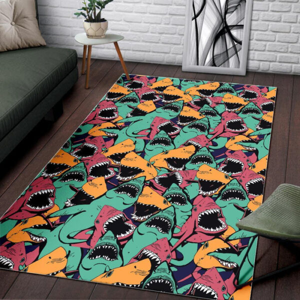 Shark Print Pattern Sillvela Area Rug