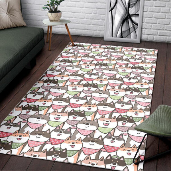 Shiba Inu Dog Pupppy Print Pattern Sillvela Area Rug